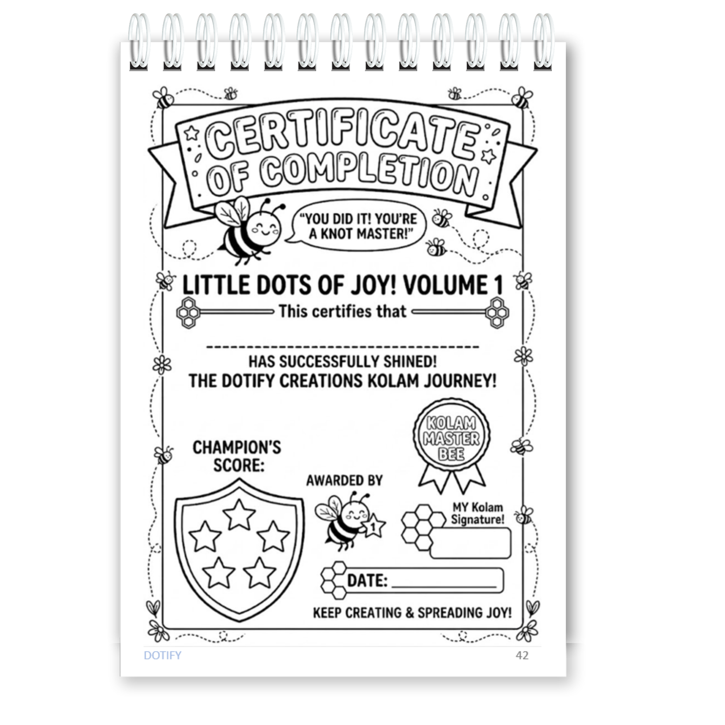 Little Dots of Joy Volume 1 | Bee-Themed Step-by-Step Kolam Learning Workbook for Kids | Trace, Draw, Practise & Colour