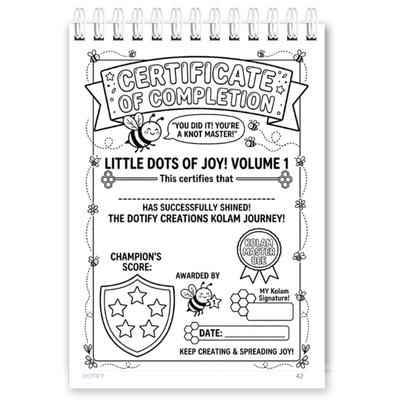 Little Dots of Joy Volume 1 | Bee-Themed Step-by-Step Kolam Learning Workbook for Kids | Trace, Draw, Practise & Colour
