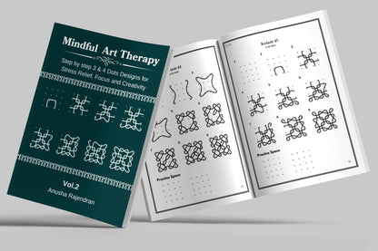 Mindful Art Therapy Vol. 2: Master 3 & 4 Dot Kolam Designs (Intermediate Edition)