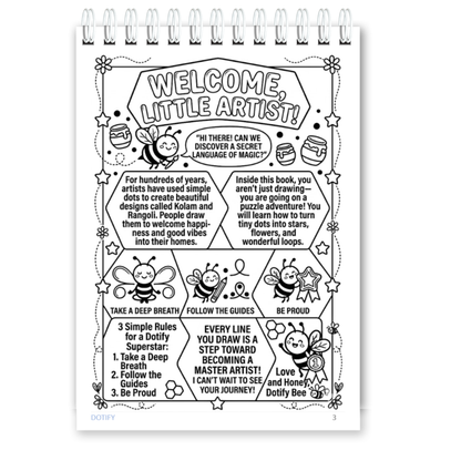 Little Dots of Joy Volume 1 | Bee-Themed Step-by-Step Kolam Learning Workbook for Kids | Trace, Draw, Practise & Colour