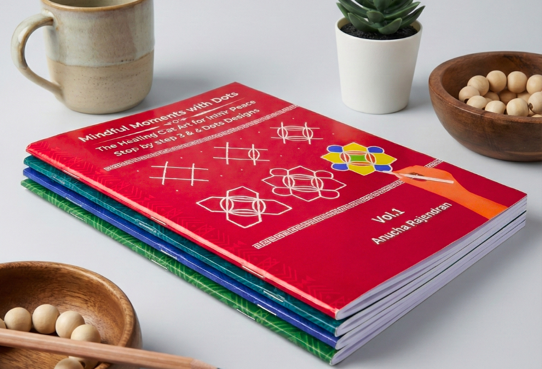Dotify Creations Complete 15-Book Kolam & Rangoli Collection | Step-by-Step Sikku Kolam, Dotted Rangoli & Festive Rangoli Practice Books