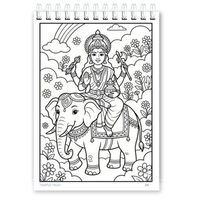 Temple Tales & Cosmic Wonders – Kids Colouring Book Combo | Indian Culture, ISRO & Space | A5 Wiro Bound
