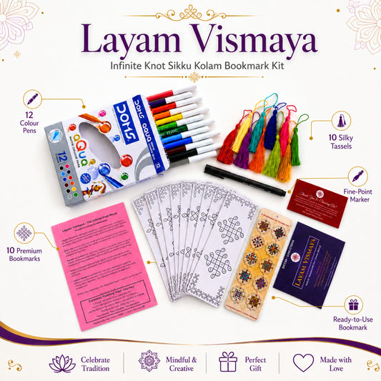 Layam Vismaya – Sikku Kolam Bookmark Making Kit | Infinite Knot Mindful Art Ritual